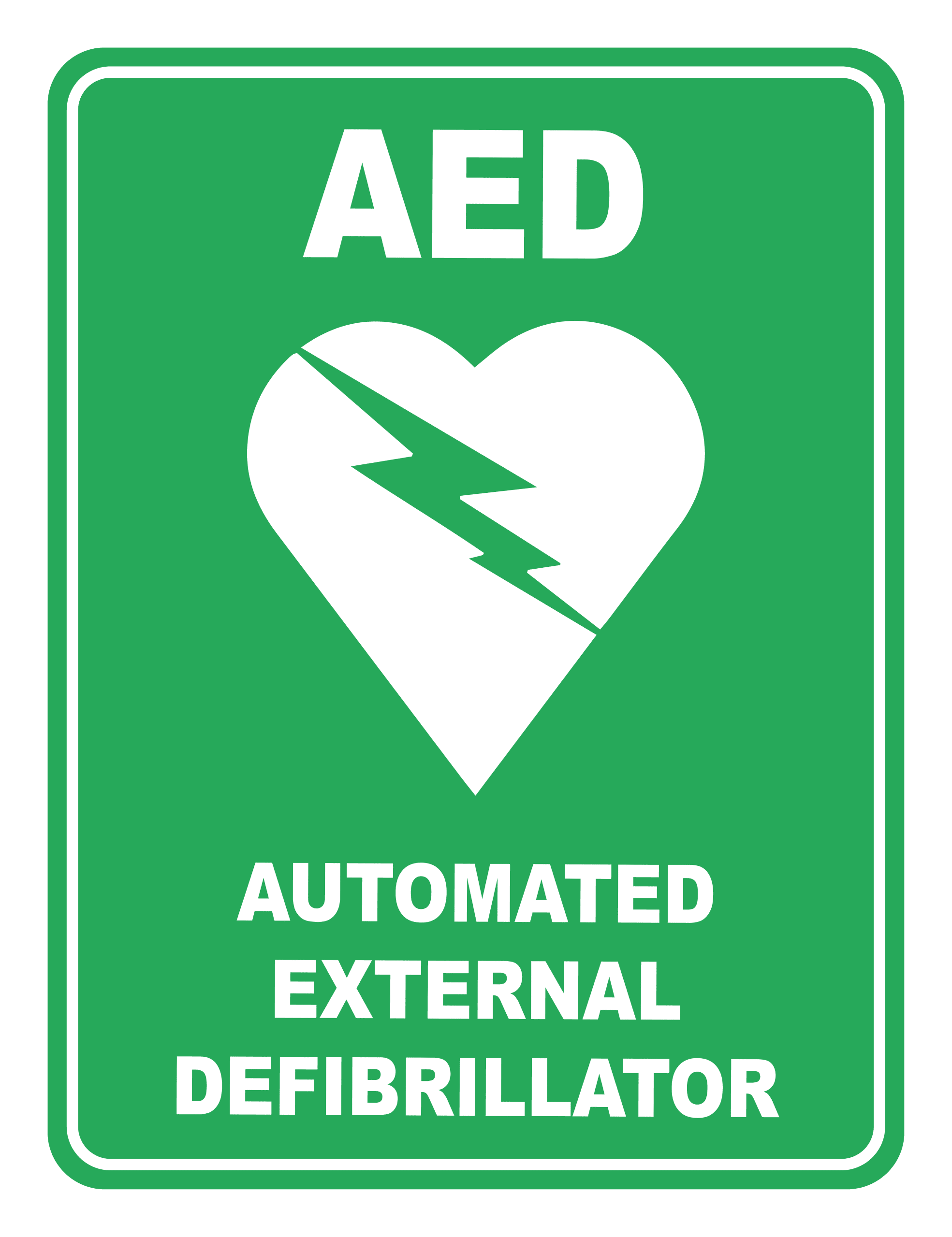 AED Automated External Defibrillator Emergency Safety Sign