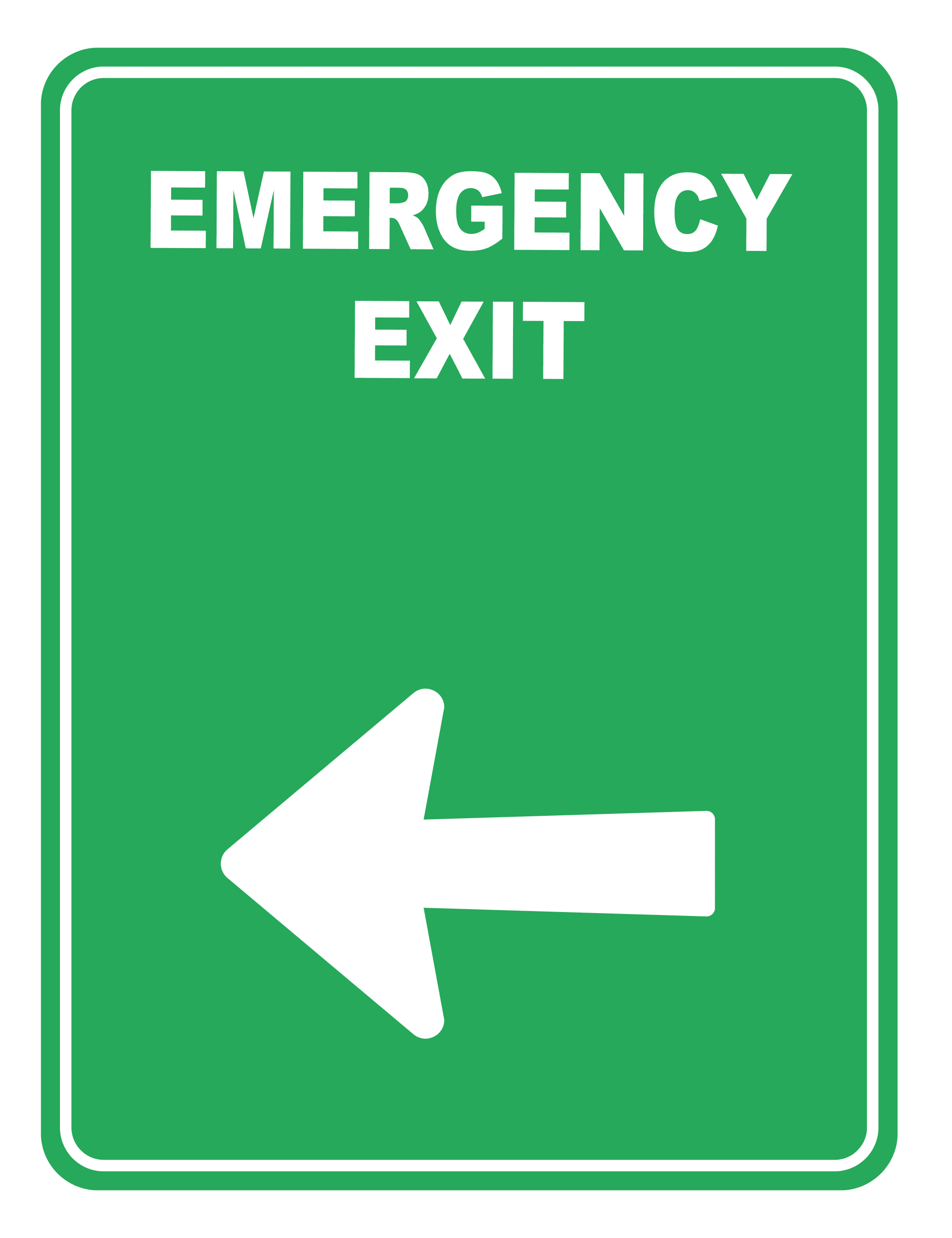 Emergency Exit Arrow Left Emergency Safety Sign